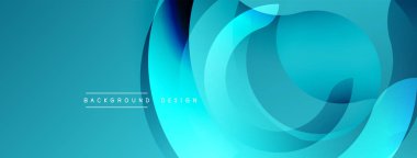 Soyut mavi tasarım, üst üste binen daireler, akan çizgiler. Modern estetik, arka planlar ve sunumlar için uygun. Minimalist stil.