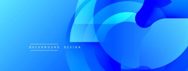 Soyut mavi arkaplan. Dinamik katmanlar akıcı şekiller yaratır, modern tasarım elementleri. Gradyan gölgeler görsel derinlik sunar.
