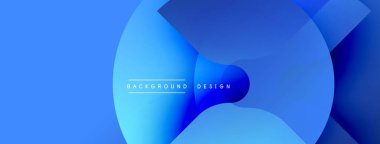 Soyut mavi eğimler dairesel şekiller oluşturur. Metin, kompozisyon içerisindeki arkaplan tasarımını okur. Modern, temiz estetik.