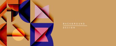 Soyut geometrik bileşim. Üst üste binen şekiller, dinamik görsel ilgi yaratır. Sıcak, serin renkler bej arka plana karşı. Modern tasarım ögesi.