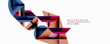 Soyut geometrik şekiller örtüşür, dinamik bileşim yaratır. Renk mavisi, pembe, kahverengi renk derinliği. Minimalist tasarım arka planlar ve modern grafikler için uygundur.