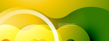 Soyut sarı, yeşil gradyanlar. Üst üste binen şekiller modern tasarım yaratır. Düz kıvrımlar, basit arkaplan dokusu. Minimalist estetik.