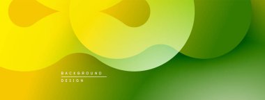 Soyut eğim arkaplanı. Sarı, yeşil renkler düzgün bir şekilde harmanlanır. Üst üste binen şekiller dinamik görsel efekt yaratır. Modern tasarım ögesi.