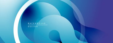 Soyut mavi eğimler akan şekiller yaratır. Eğri çizgileri olan minimalist tasarım, modern estetik. Arkaplanda metin arkaplan tasarımı.