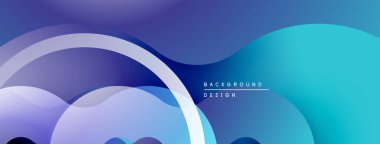 Soyut akışkan şekiller, mavi renkler dizaynın hakimi. Pürüzsüz gradyanlar modern görsel deneyimler yaratır. Minimalist estetik.