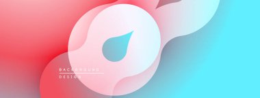 Soyut sıvı şekilleri, pembeden maviye doğru. Modern tasarım, düz eğriler, üst üste binen katmanlar dinamik görsel efekt yaratır.