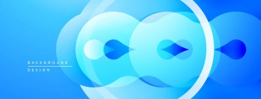 Soyut mavi tasarım, üst üste binen daireler, gradyanlar. Arkaplan ve sunumlar için modern, temiz estetik.
