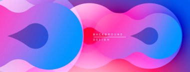 Soyut sıvı şekilleri canlı pembeler, maviler, morlar harmanlar. Gradyan renkler dinamik görsel efekt yaratır. Modern tasarım ögesi.