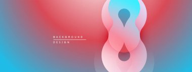 Soyut eğim arkaplanı. Yumuşak renkler karışır, akışkan şekiller yaratır. Merkezi sonsuzluk sembollü minimalist tasarım.