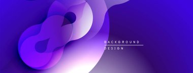 Soyut sıvı şekiller, mor renkler beyaza karışıyor. Modern tasarım, hareket, derinlik ve görsel ilgiyi çağrıştırıyor. Yumuşak gradyanlar dinamik bileşim oluşturur.