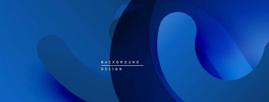 Soyut mavi katmanlar dinamik arkaplan oluşturur. Pürüzsüz şekiller örtüşüyor, modern görsel cazibe sunuyor. Gradyan renkler derinlik sağlar.