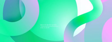Soyut sıvı şekilleri canlı renkleri harmanlar. Gradyan geçişler modern, dinamik görsel deneyimler yaratır. Yumuşak eğriler kompozisyona hakim.