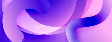 Soyut sıvı şekilleri, mor renkler baskın gelir. Gradyan karışımları dinamik görsel akış yaratır. Arka planlar için modern tasarım ögesi.