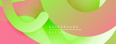 Soyut akışkan şekiller harmanlanır ve canlı gradyanlar oluşturur. Yumuşak pembeler, yeşiller, portakallar dinamik bileşim oluşturur. Modern tasarım ögesi.