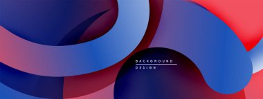 Soyut sıvı şekilleri kesişir. Renkler karışıp dinamik bileşim oluşturuyor. Arka planlar için modern tasarım ögesi.