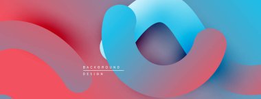 Soyut sıvı şekiller, canlı renklerin karışımı. Kırmızı, mavi renkler dinamik kompozisyon oluşturur. Arka planlar için modern tasarım ögesi.