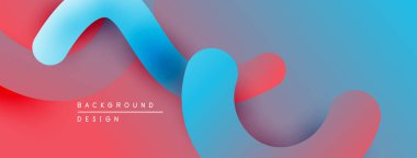 Soyut sıvı şekilleri örtüşür ve canlı renk değişimleri yaratır. Kırmızı, mavi, mor renkler düzgün bir şekilde harmanlanır. Modern tasarım ögesi.