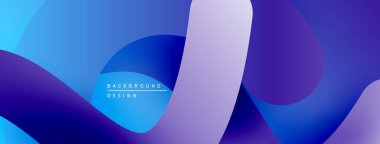 Soyut sıvı şekilleri, mavi mor gradyanlar. Modern tasarım, düz kıvrımlar, dinamik kompozisyon. Projeler için arkaplan dokusu.