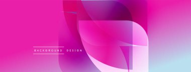 Soyut eğim arkaplanı. Üst üste binen şekiller dinamik görsel efekt yaratır. Pembe, mor, mavi renkler kompozisyona hakim. Modern tasarım ögesi.