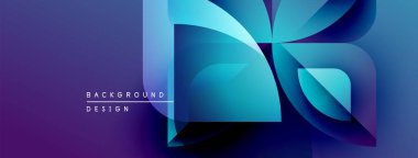 Soyut geometrik şekiller örtüşür, parlak mavi mor renkler yaratır. Modern tasarım teknoloji, yenilik, akıcılık öneriyor..