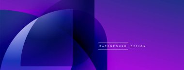 Soyut mor dizayn, üst üste binen şekiller, gradyanlar. Modern estetik, arka planlar ve sunumlar için uygun. Mevcut en küçük metin.