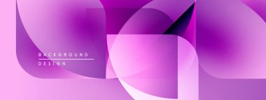 Soyut pembe mor tasarım. Üst üste binen şekiller modern görsel doku yaratır. Gradyan renkler dinamik bileşim sunar.