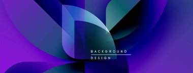 Soyut tasarım dalgalı şekiller, canlı mor renkler, koyu mavi renkler içerir. Modern estetik, dinamik bileşim, gradyan etkiler.