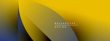 Soyut sarı gradyan tasarımı. Üst üste binen şekiller dinamik görsel efekt yaratır. Metin arka plan tasarımı okur. Minimalist estetik.