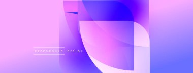 Soyut sıvı şekilleri mor, pembe renkleri harmanlıyor. Modern tasarım hareketi, enerjiyi, görsel ilgiyi çağrıştırıyor. Arkaplanda metin ögeleri.