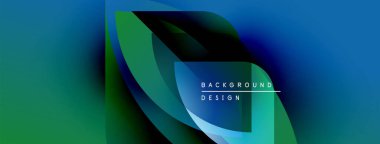 Soyut gradyanlar mavileri, yeşillikleri harmanlarlar. Üst üste binen şekiller dinamik görsel efekt yaratır. Metin arka plan tasarımı okur. Modern, canlı kompozisyon.