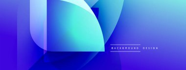 Soyut mavi tasarım üst üste binen şekiller, gradyanlar. Modern estetik, arka planlar ve sunumlar için uygun. Minimalist stil.