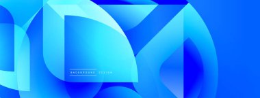 Soyut mavi şekiller örtüşür, dinamik görsel efekt yaratır. Modern tasarım arka planlar, afişler, sunumlar için uygun. Yumuşak eğimler derinliği artırır.