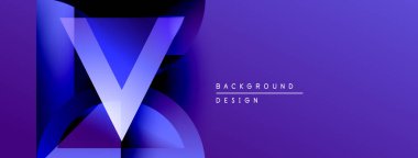 Soyut mor tasarım V harfini oluşturan katmanlı şekiller dinamik görsel efekt yaratır. Metin arkaplan tasarımı okur.