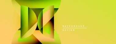 Soyut sarı tasarım katmanlı şekiller, gradyanlar. Metin elemanları ile modern arkaplan, basit kompozisyon.