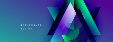 Soyut geometrik şekiller örtüşür, parlak mavi ve mor renkler yaratır. Modern tasarım elementleri dijital sanat, arkaplan dokusu.