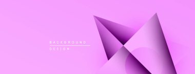 Soyut pembe tasarım katmanlı geometrik şekiller içerir. Gradyan gölgeleme derinlik yaratır, modern estetik. Minimalist kompozisyon, temiz çizgiler.