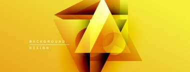 Soyut geometrik tasarım. Sarı eğimler üçgen şeklinde katmanlar oluşturur. Modern estetik, arka plan veya sunumlar için uygun.