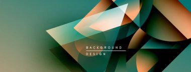 Soyut geometrik şekiller örtüşüyor, dinamik deniz mavisi ve turuncu renkler yaratıyor. Arkaplan ve sunumlar için modern tasarım ögesi.