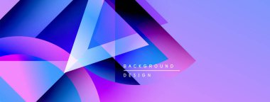 Soyut geometrik şekiller canlı mavileri, morları ve pembeleri harmanlarlar. Modern tasarım dijital sanat, arkaplan dokusu öneriyor.