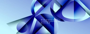 Soyut mavi şekiller örtüşüyor ve dinamik bir zemin oluşturuyor. Modern tasarım eğimleri, çizgileri, pürüzsüz kıvrımları içerir. Minimalist estetik.