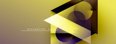 Soyut geometrik tasarım. Sarı, mor renkler dinamik bileşim oluşturur. Çeşitli projeler için modern arkaplan.