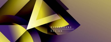 Soyut geometrik şekiller örtüşüyor, dinamik altın ve mor gradyanlar yaratıyor. Modern tasarım öğeleri lüks ve yenilik öneriyor. Mevcut en küçük metin.