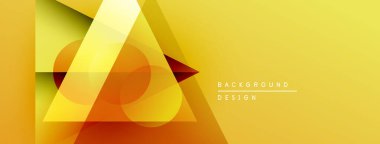 Soyut geometrik şekiller örtüşüyor, parlak sarı, turuncu renkler yaratıyor. Modern tasarım enerji, dinamizm, görsel ilgi öneriyor.