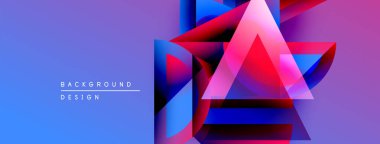 Soyut geometrik şekiller örtüşür, parlak mavi ve pembe renkler yaratır. Modern tasarım elementleri teknoloji ve yenilik öneriyor. Arkaplan metni arkaplan tasarımı okur.