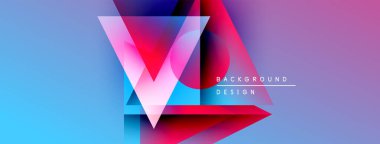 Soyut geometrik şekiller örtüşüyor, canlı renk eğimleri yaratıyor. Mavi, mor, pembe, kırmızı renkler kusursuz bir şekilde harmanlanır. Modern tasarım ögesi.