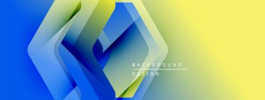Soyut geometrik şekiller, canlı mavi, sarı gradyanlar. Arka planlar ve sunumlar için modern tasarım öğesi. Yumuşak geçişler, dinamik kompozisyon.