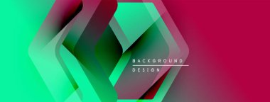 Soyut geometrik tasarım. Canlı gradyanlar, üst üste binen katmanlar dinamik görsel efekt yaratır. Sunumlar için modern arkaplan uygun.