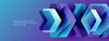 Soyut katmanlı şekiller dinamik mavi mor gradyan arkaplan oluşturur. Dijital projeler için modern tasarım ögesi.