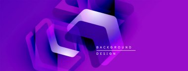 Soyut mor tasarım katmanlı geometrik şekiller içerir. Renkler derinlik yaratır, modern estetik. Mevcut en küçük metin.