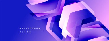 Soyut geometrik şekiller örtüşür, parlak mavi mor bir eğilim yaratır. Arkaplan ve sunumlar için uygun modern tasarım.